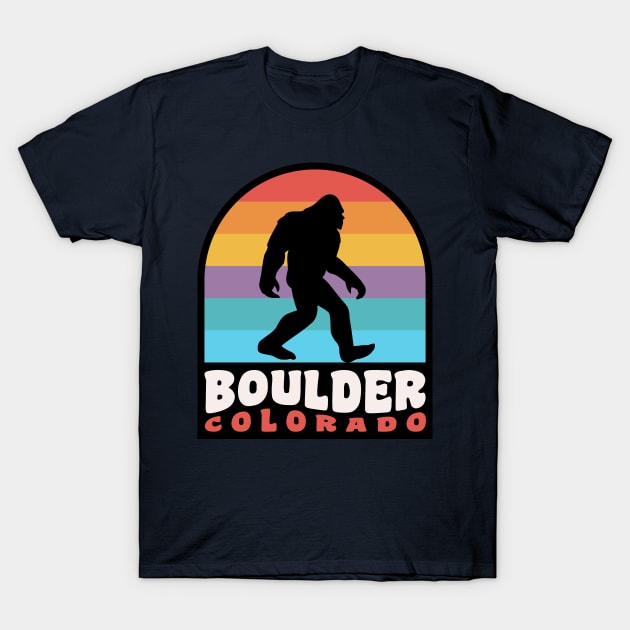 Boulder Colorado Bigfoot Sasquatch Hiking Camping T-Shirt by PodDesignShop